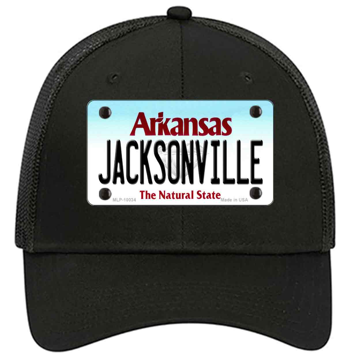 Jacksonville Arkansas Novelty Black Mesh License Plate Hat