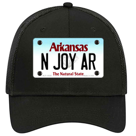 N Joy AR Arkansas Novelty Black Mesh License Plate Hat