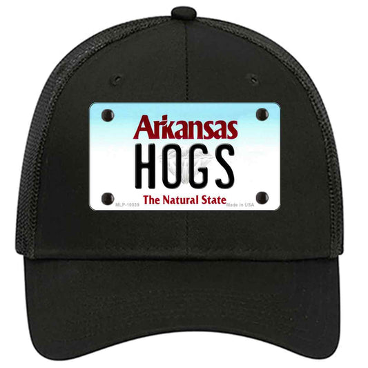 Hogs Arkansas Novelty Black Mesh License Plate Hat