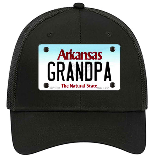 Grandpa Arkansas Novelty Black Mesh License Plate Hat