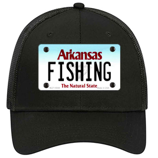 Fishing Arkansas Novelty Black Mesh License Plate Hat