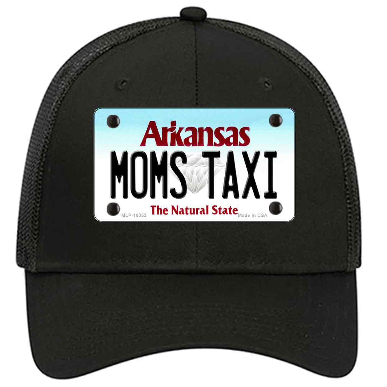 Moms Taxi Arkansas Novelty Black Mesh License Plate Hat