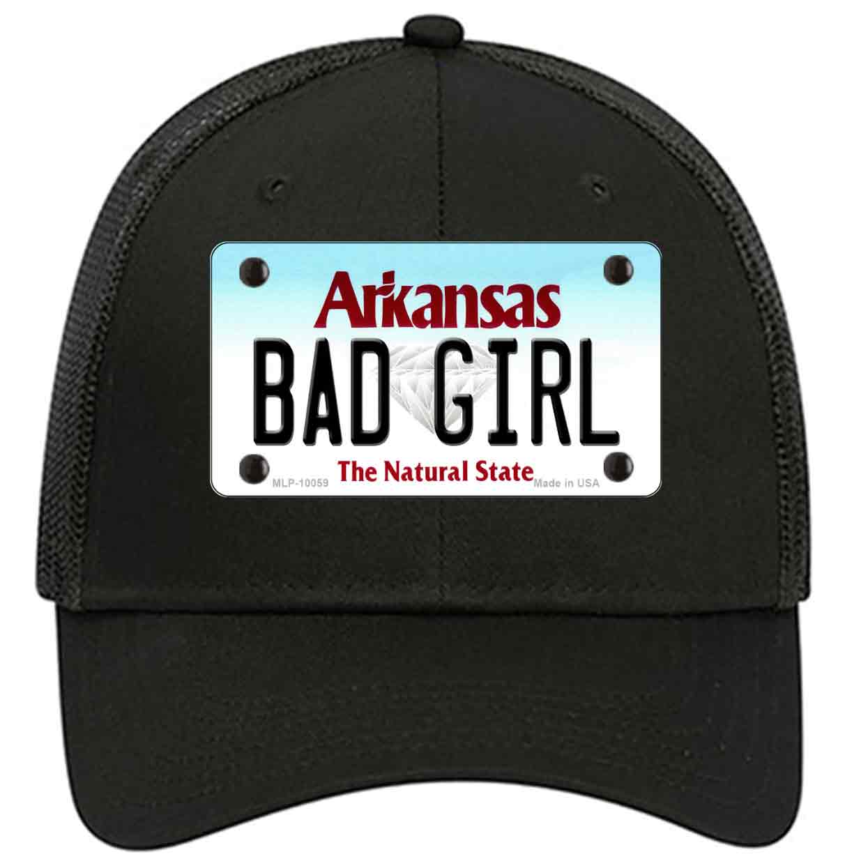 Bad Girl Arkansas Novelty Black Mesh License Plate Hat