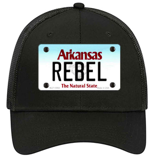 Rebel Arkansas Novelty Black Mesh License Plate Hat