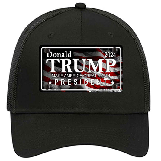 Trump 2024 Novelty Black Mesh License Plate Hat