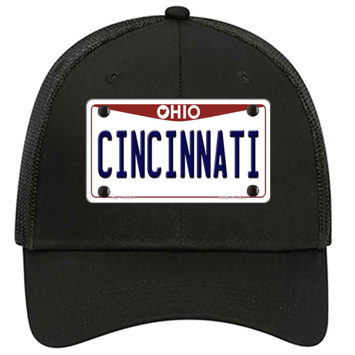 Cincinnati Ohio Novelty Black Mesh License Plate Hat