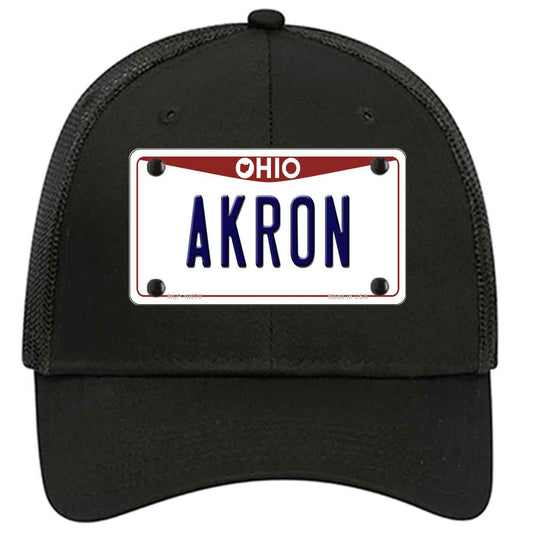 Akron Ohio Novelty Black Mesh License Plate Hat