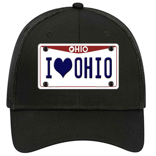 I Love Ohio Novelty Black Mesh License Plate Hat