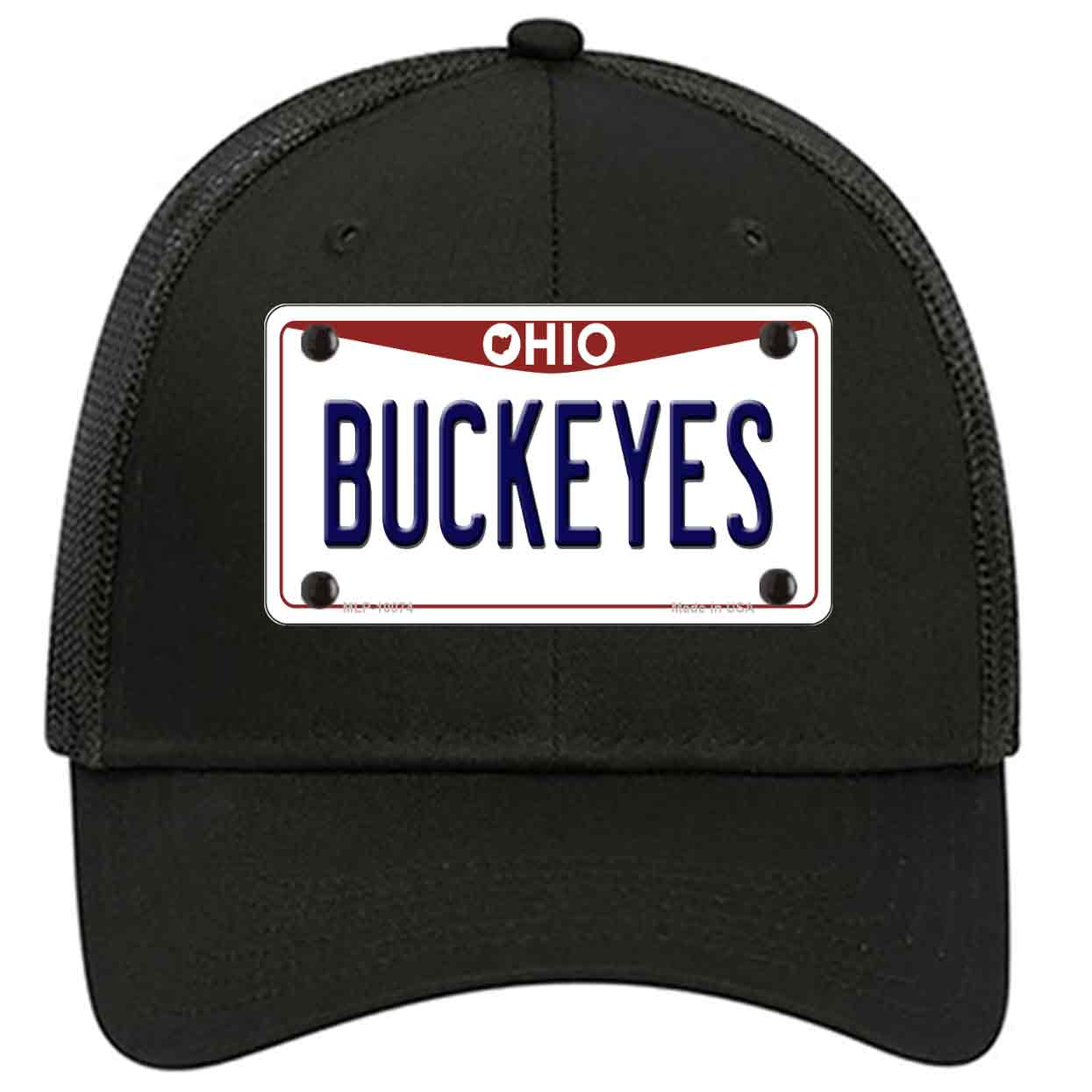 Buckeyes Ohio Novelty Black Mesh License Plate Hat