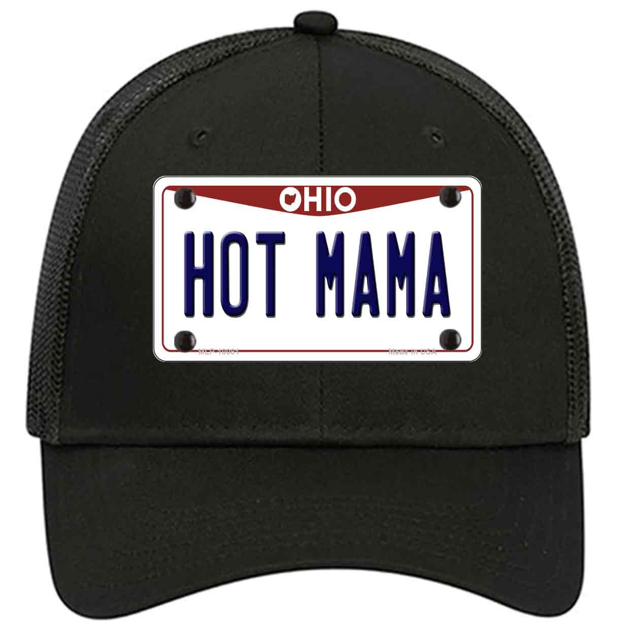 Hot Mama Ohio Novelty Black Mesh License Plate Hat
