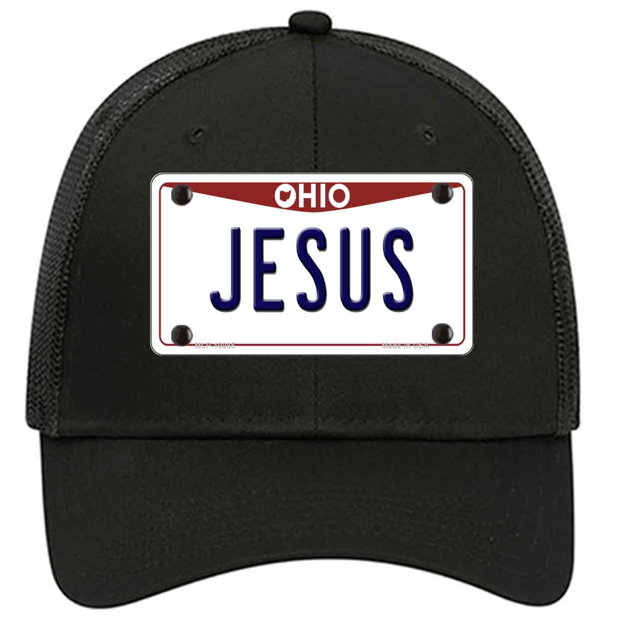 Jesus Ohio Novelty Black Mesh License Plate Hat
