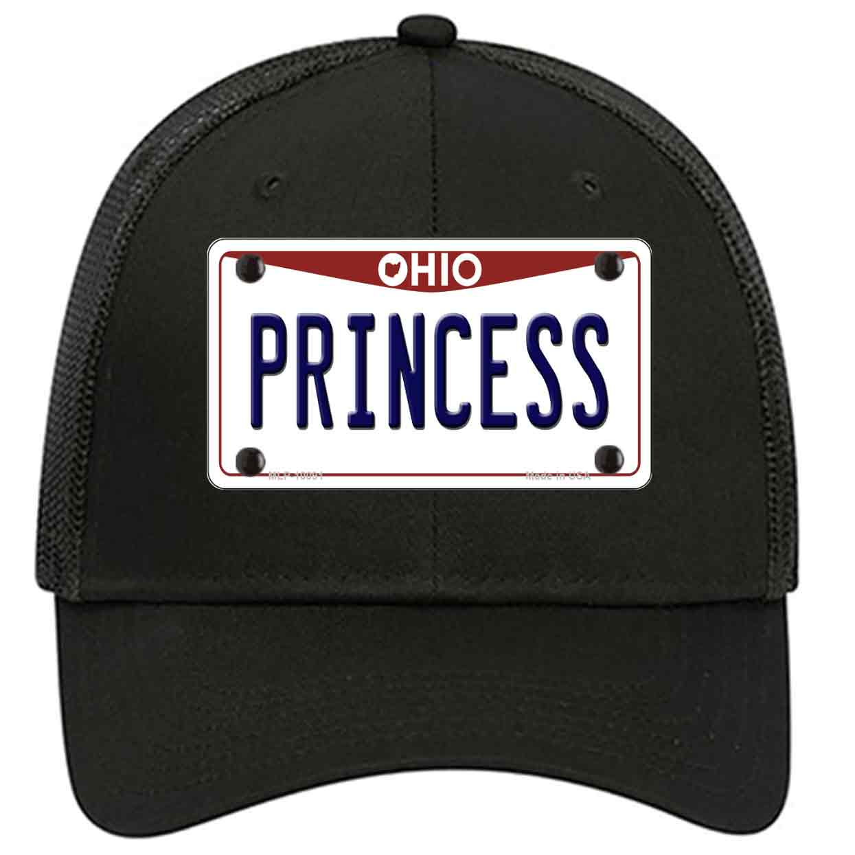 Princess Ohio Novelty Black Mesh License Plate Hat