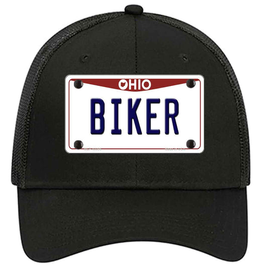 Biker Ohio Novelty Black Mesh License Plate Hat