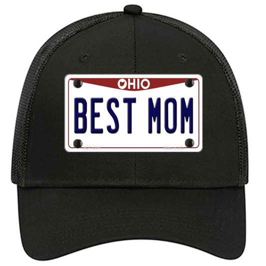 Best Mom Ohio Novelty Black Mesh License Plate Hat