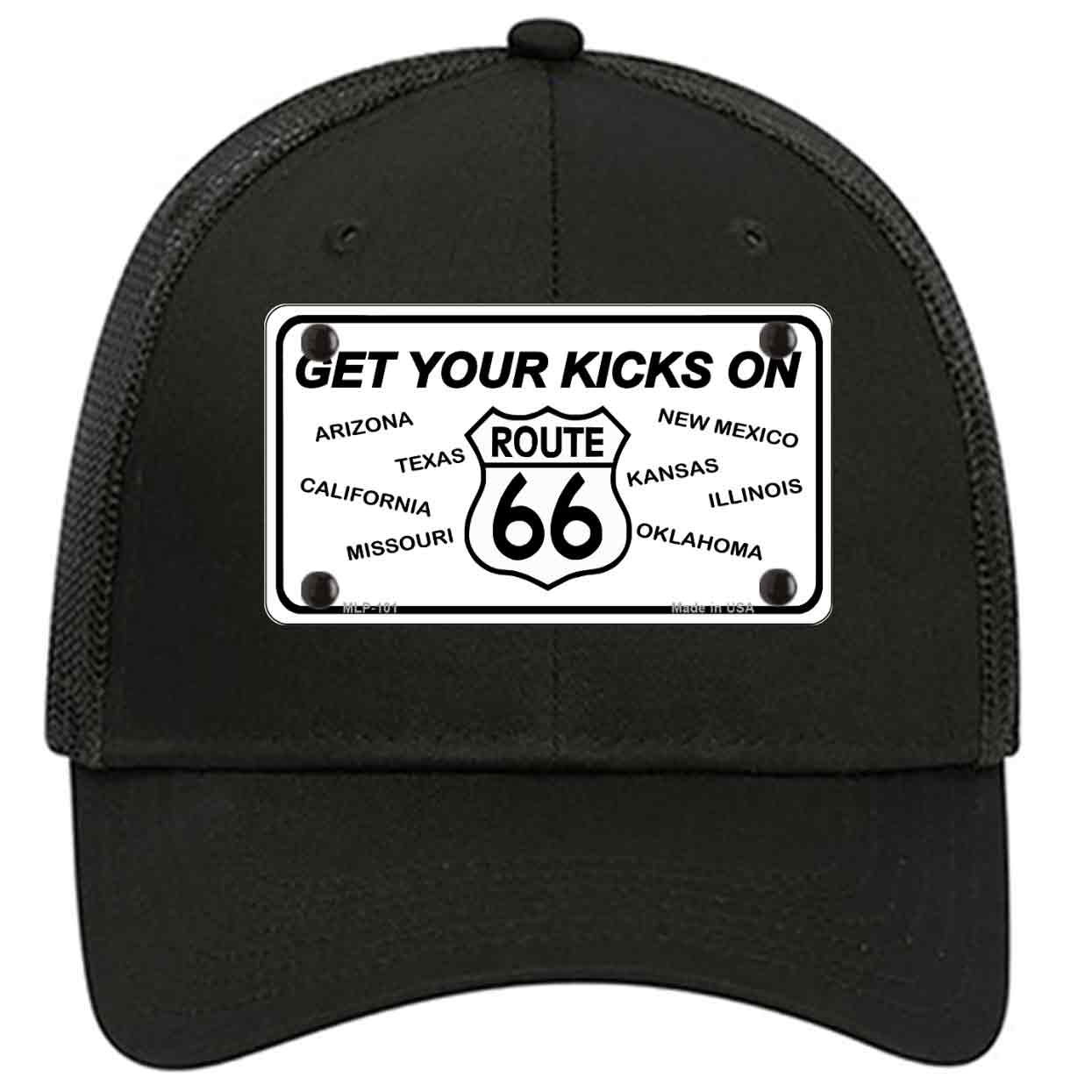 Get Your Kicks On 66 Novelty Black Mesh License Plate Hat