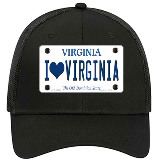I Love Virginia Novelty Black Mesh License Plate Hat