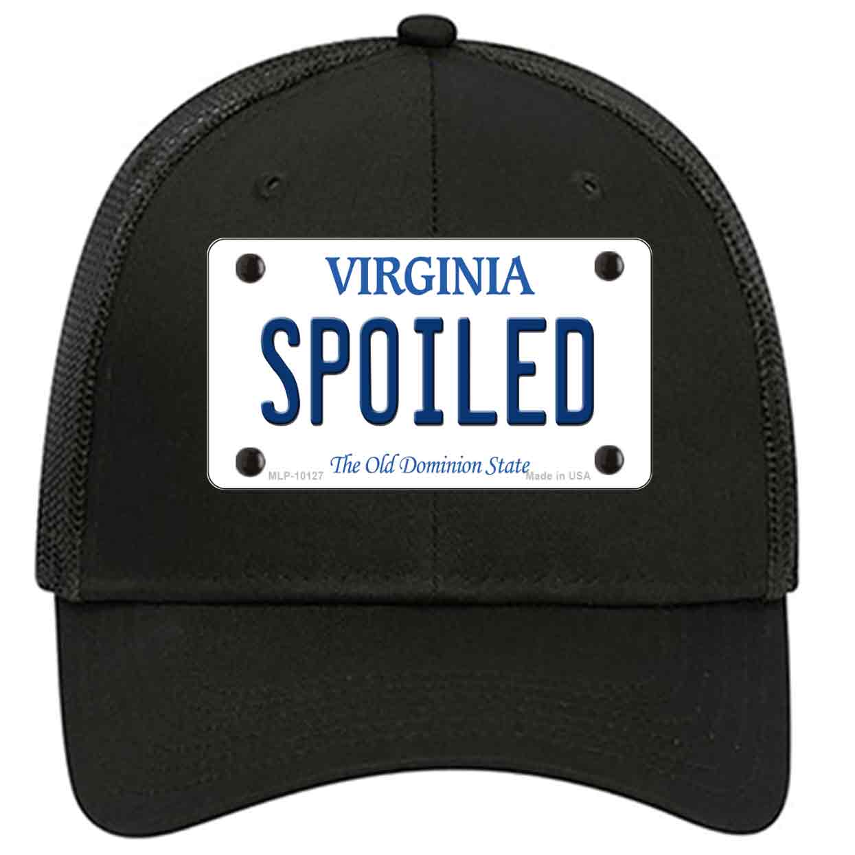 Spoiled Virginia Novelty Black Mesh License Plate Hat