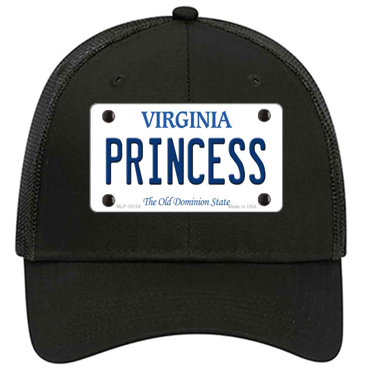 Princess Virginia Novelty Black Mesh License Plate Hat