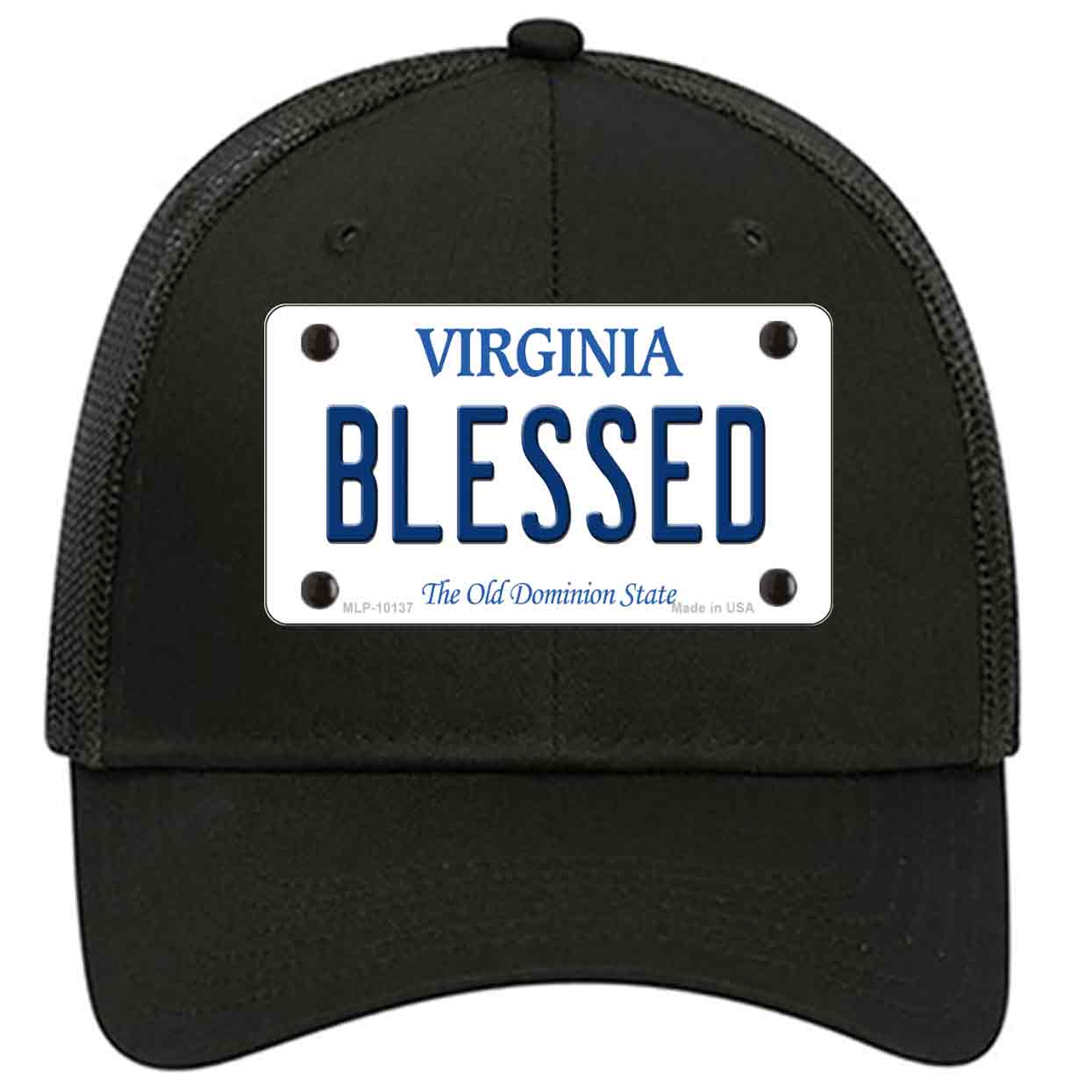 Blessed Virginia Novelty Black Mesh License Plate Hat