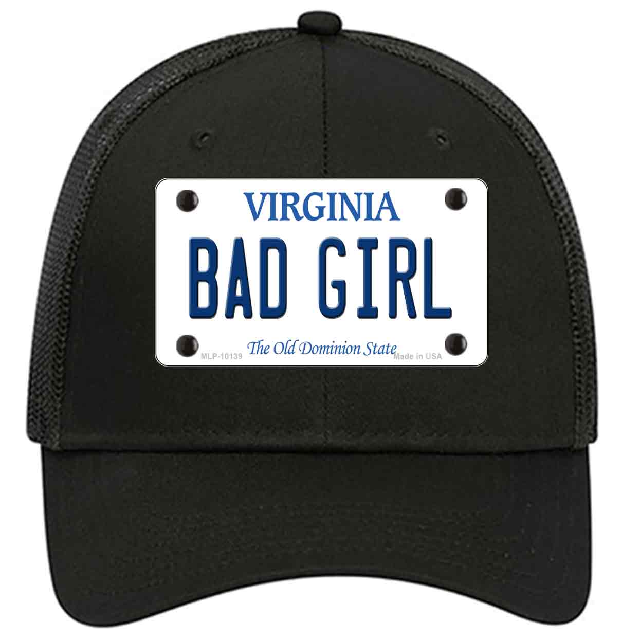 Bad Girl Virginia Novelty Black Mesh License Plate Hat