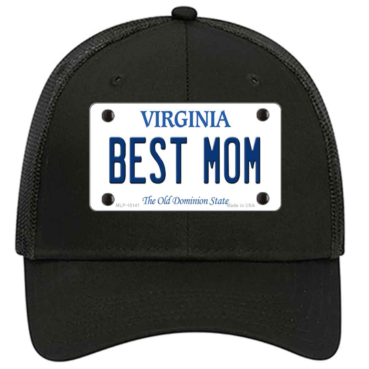 Best Mom Virginia Novelty Black Mesh License Plate Hat