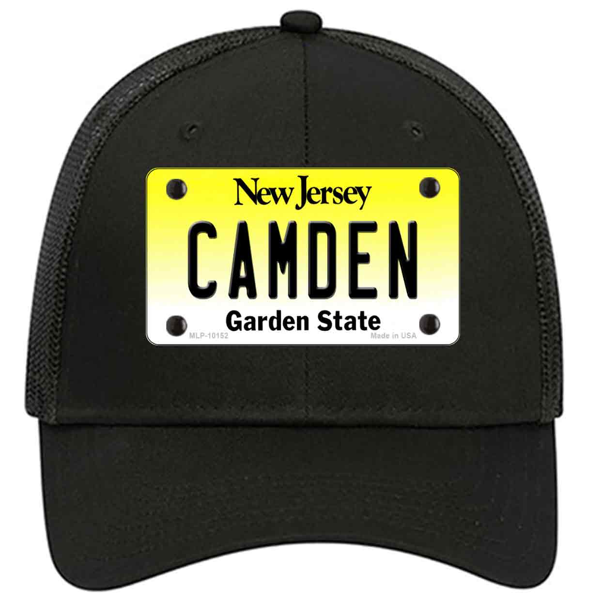 Camden New Jersey Novelty Black Mesh License Plate Hat
