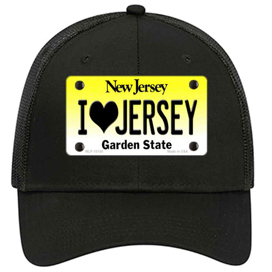 I Love Jersey New Jersey Novelty Black Mesh License Plate Hat