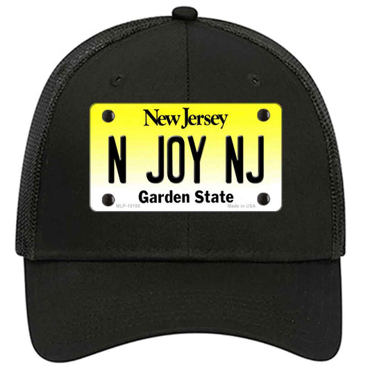 N Joy NJ New Jersey Novelty Black Mesh License Plate Hat