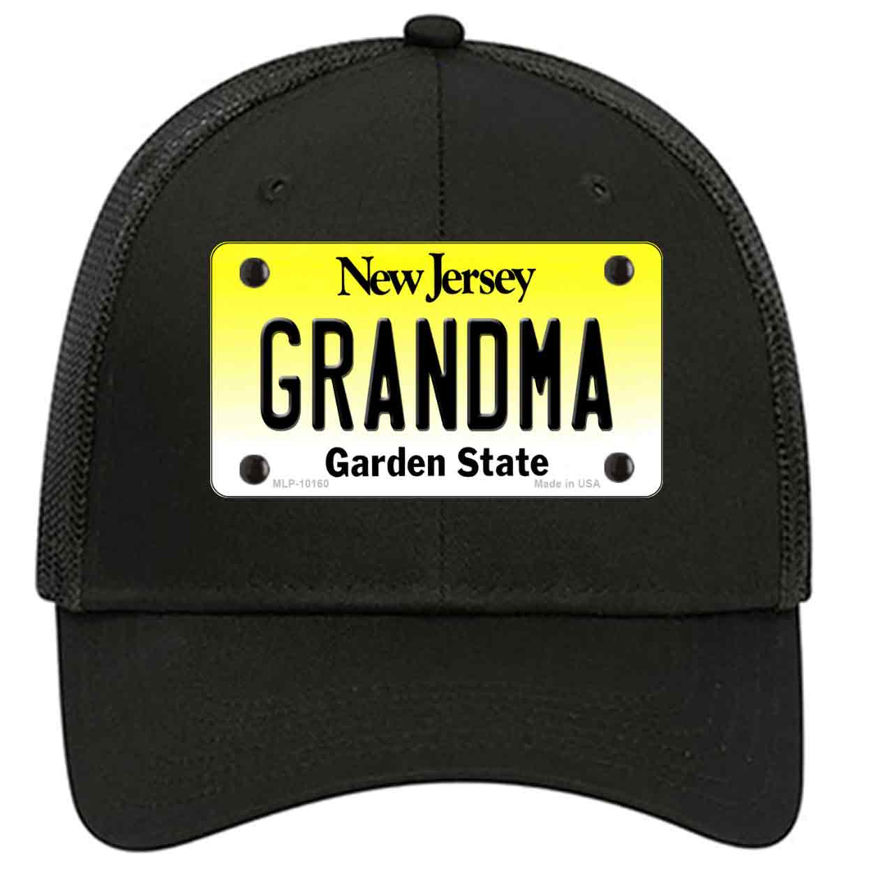 Grandma New Jersey Novelty Black Mesh License Plate Hat