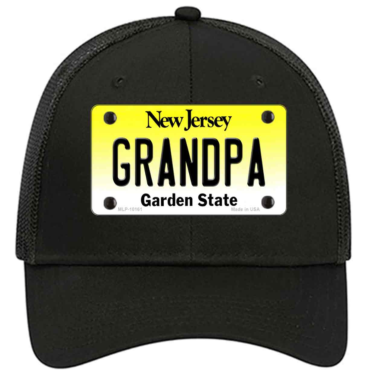 Grandpa New Jersey Novelty Black Mesh License Plate Hat