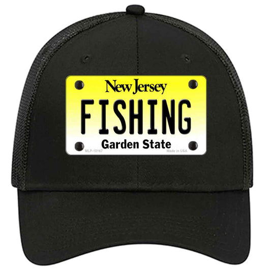 Fishing New Jersey Novelty Black Mesh License Plate Hat