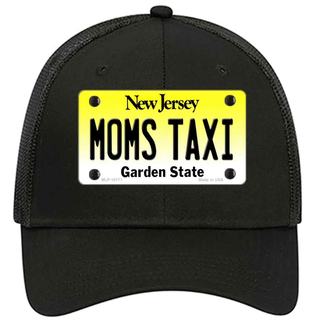 Moms Taxi New Jersey Novelty Black Mesh License Plate Hat