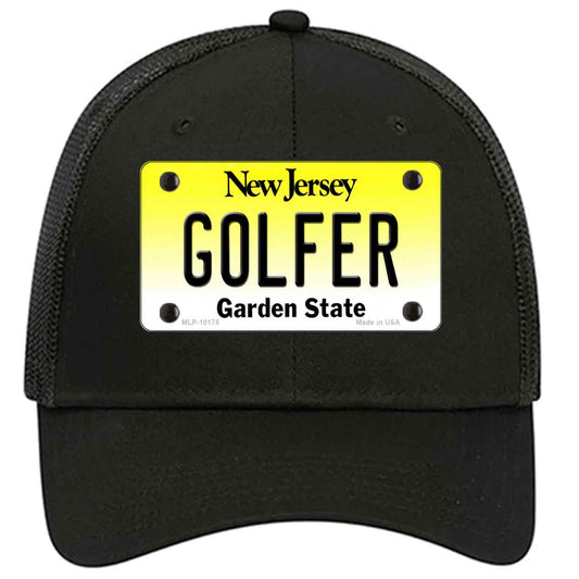Golfer New Jersey Novelty Black Mesh License Plate Hat