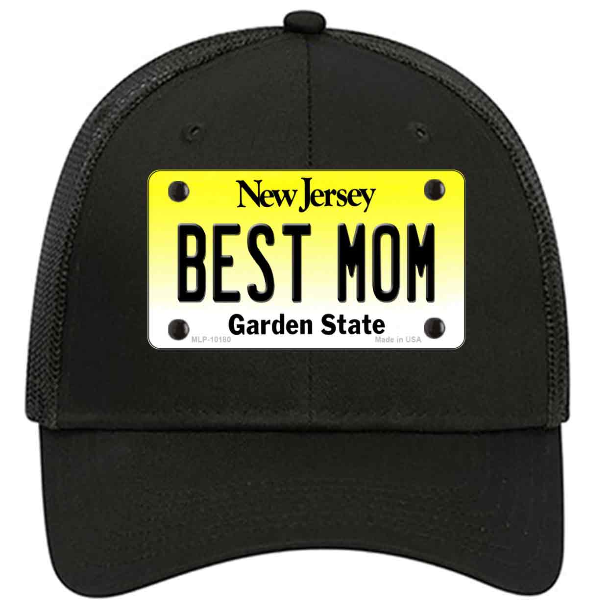 Best Mom New Jersey Novelty Black Mesh License Plate Hat