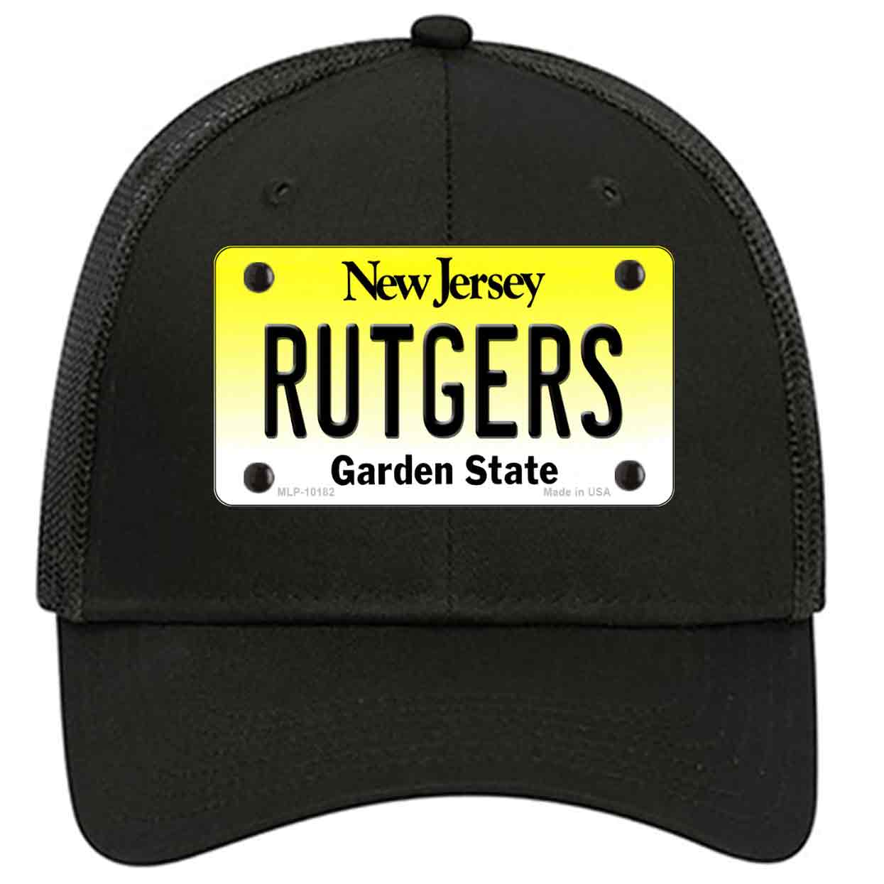 Rutgers New Jersey Novelty Black Mesh License Plate Hat