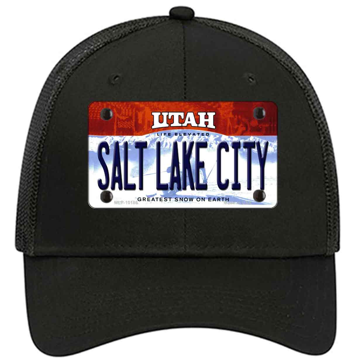 Salt Lake City Utah Novelty Black Mesh License Plate Hat