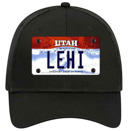 Lehi Utah Novelty Black Mesh License Plate Hat