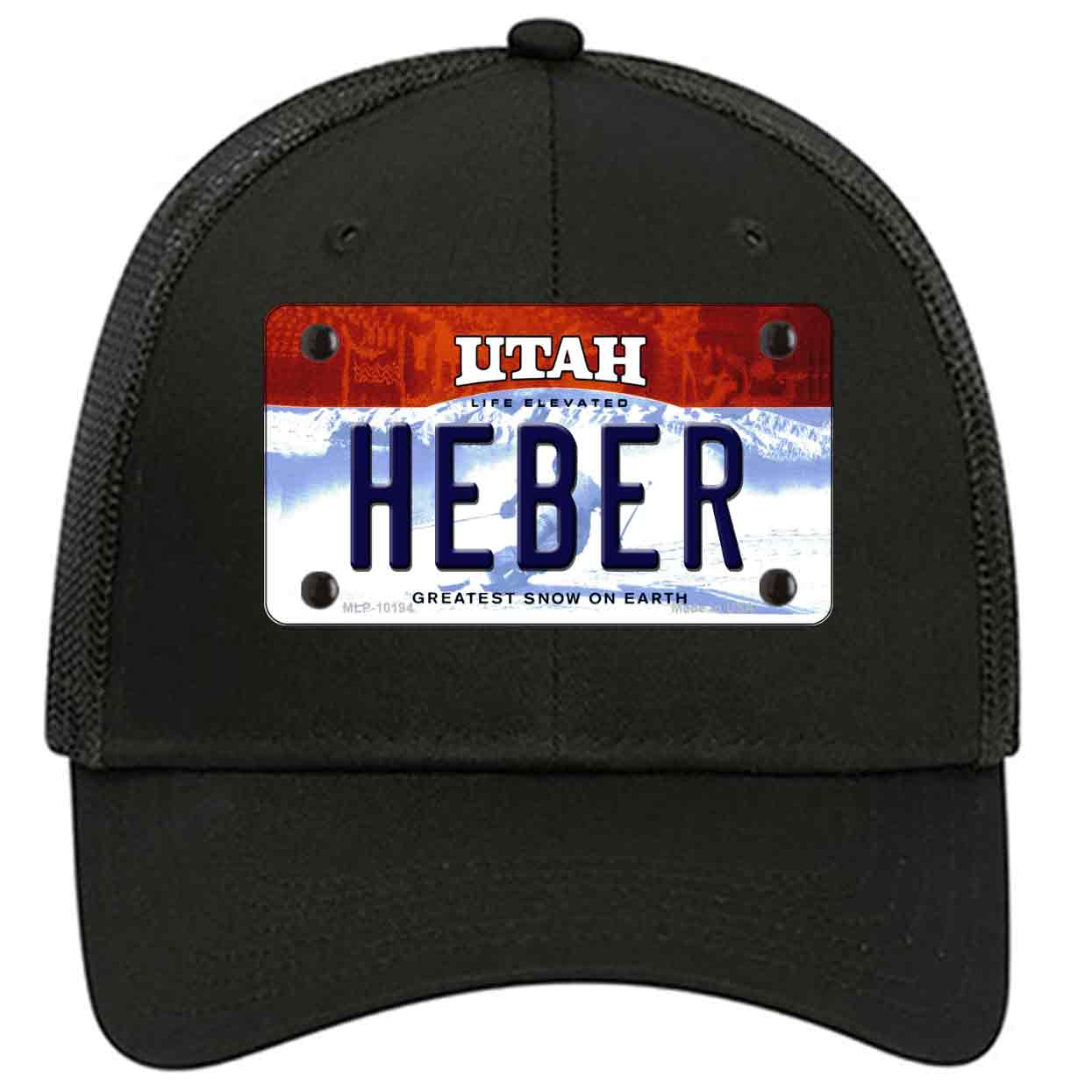 Heber Utah Novelty Black Mesh License Plate Hat