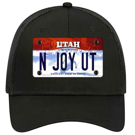 N Joy UT Utah Novelty Black Mesh License Plate Hat