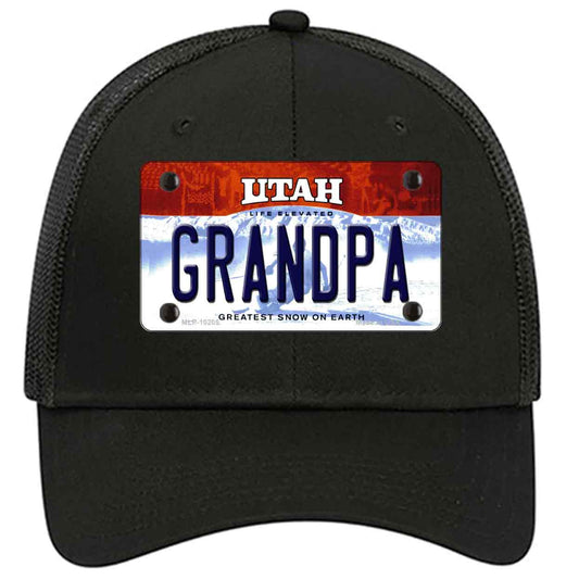 Grandpa Utah Novelty Black Mesh License Plate Hat