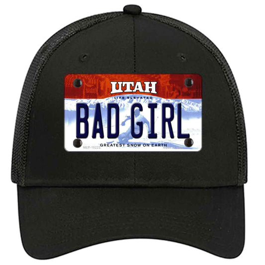 Bad Girl Utah Novelty Black Mesh License Plate Hat