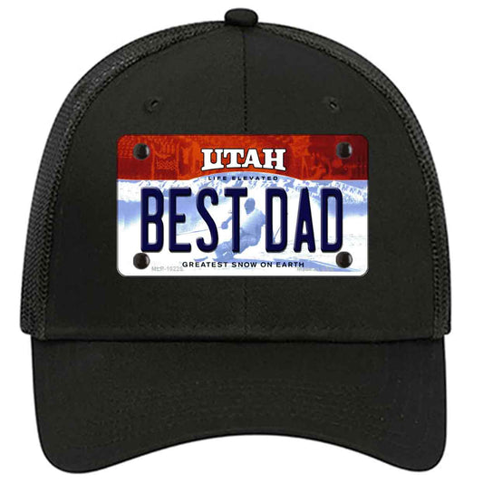 Best Dad Utah Novelty Black Mesh License Plate Hat