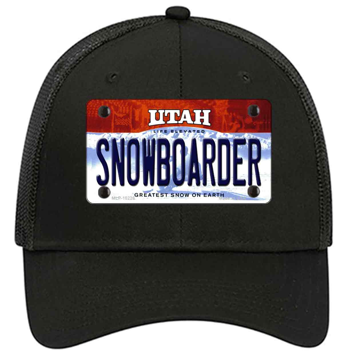 Snowboarder Utah Novelty Black Mesh License Plate Hat