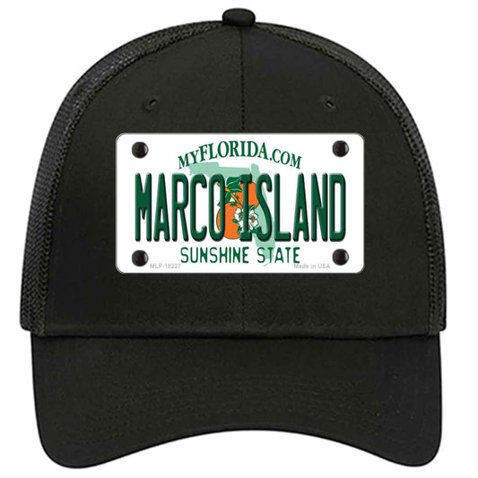 Marco Island Florida Novelty Black Mesh License Plate Hat