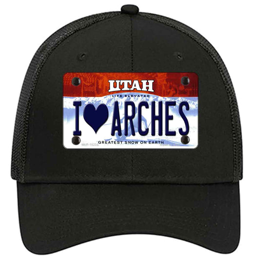 I Love Arches Utah Novelty Black Mesh License Plate Hat