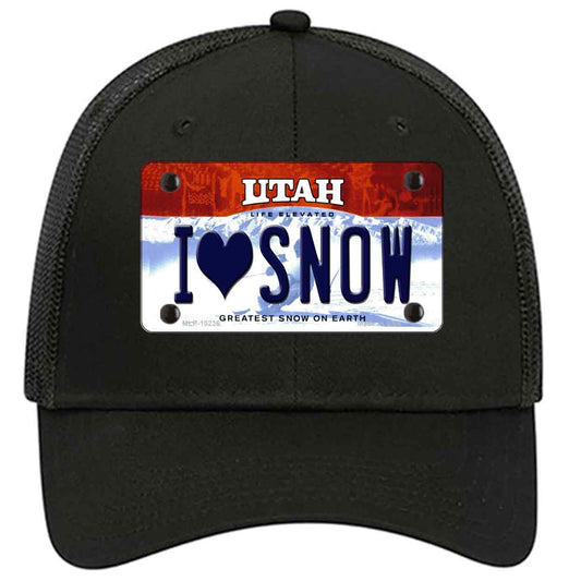 I Love Snow Utah Novelty Black Mesh License Plate Hat