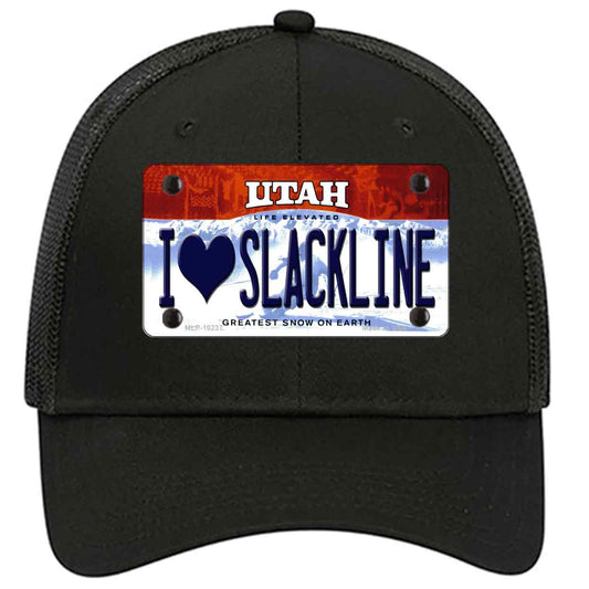 I Love Slackline Utah Novelty Black Mesh License Plate Hat
