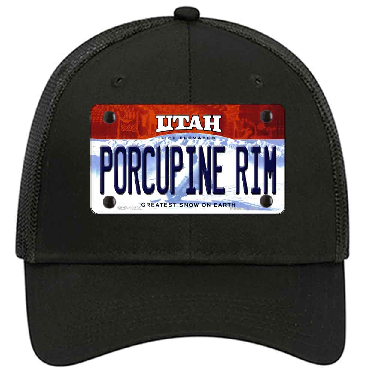 Porcupine Rim Utah Novelty Black Mesh License Plate Hat
