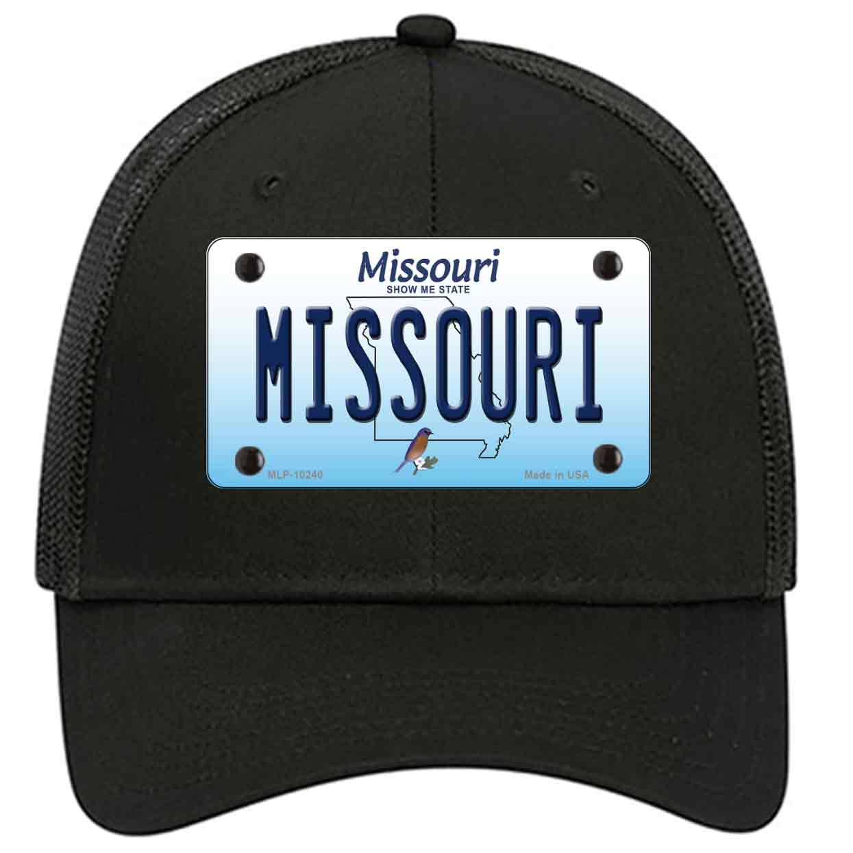 Missouri Show Me State Novelty Black Mesh License Plate Hat