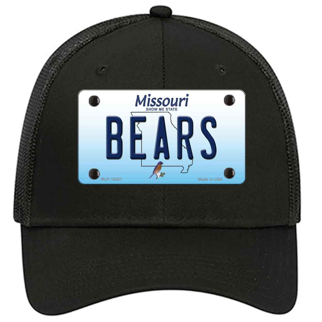 Bears Missouri Novelty Black Mesh License Plate Hat